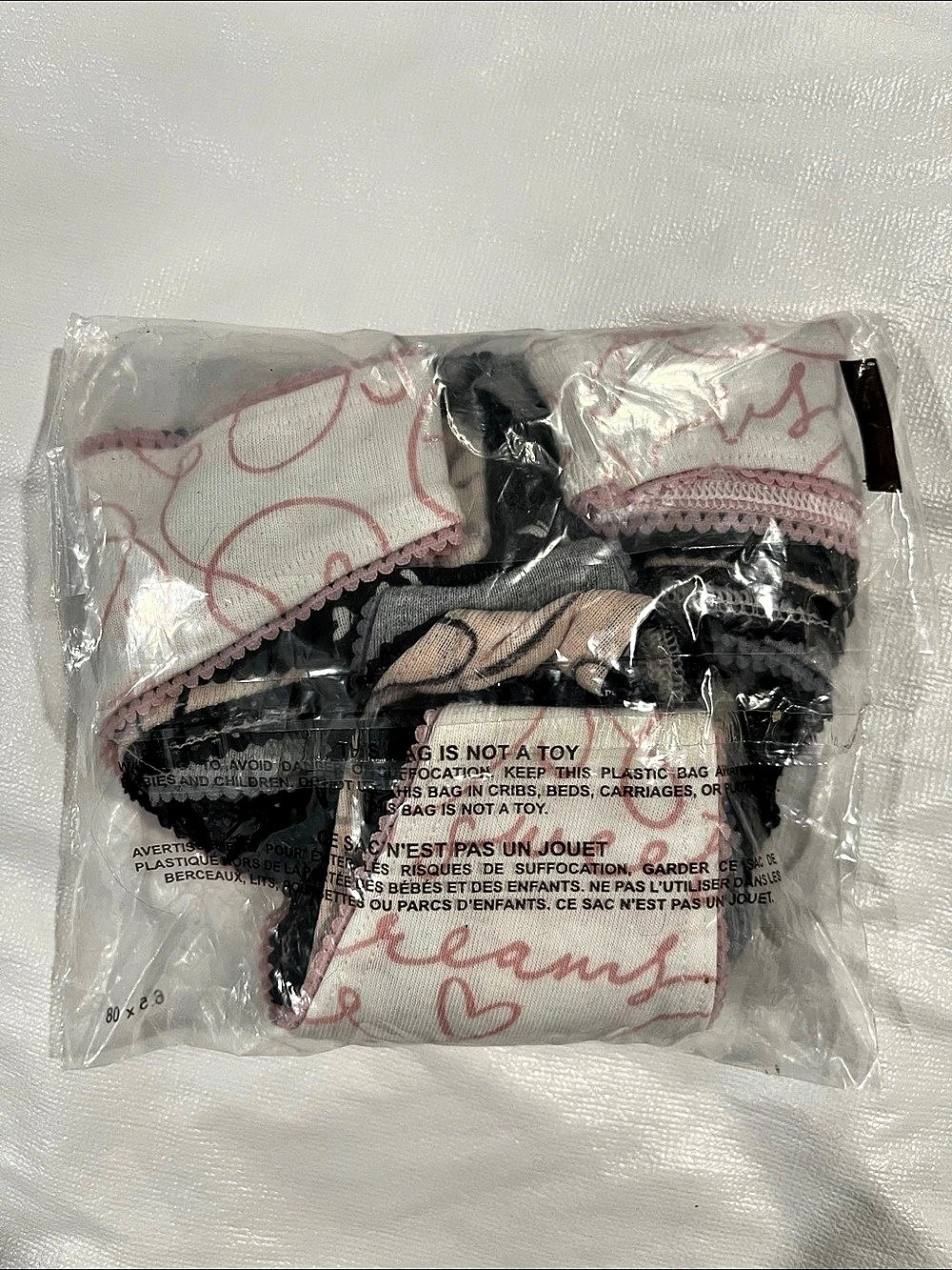 PINK Victoria's Secret Cotton Lace-Trim Panty Pink & Black 5-Pack | XS | NIP